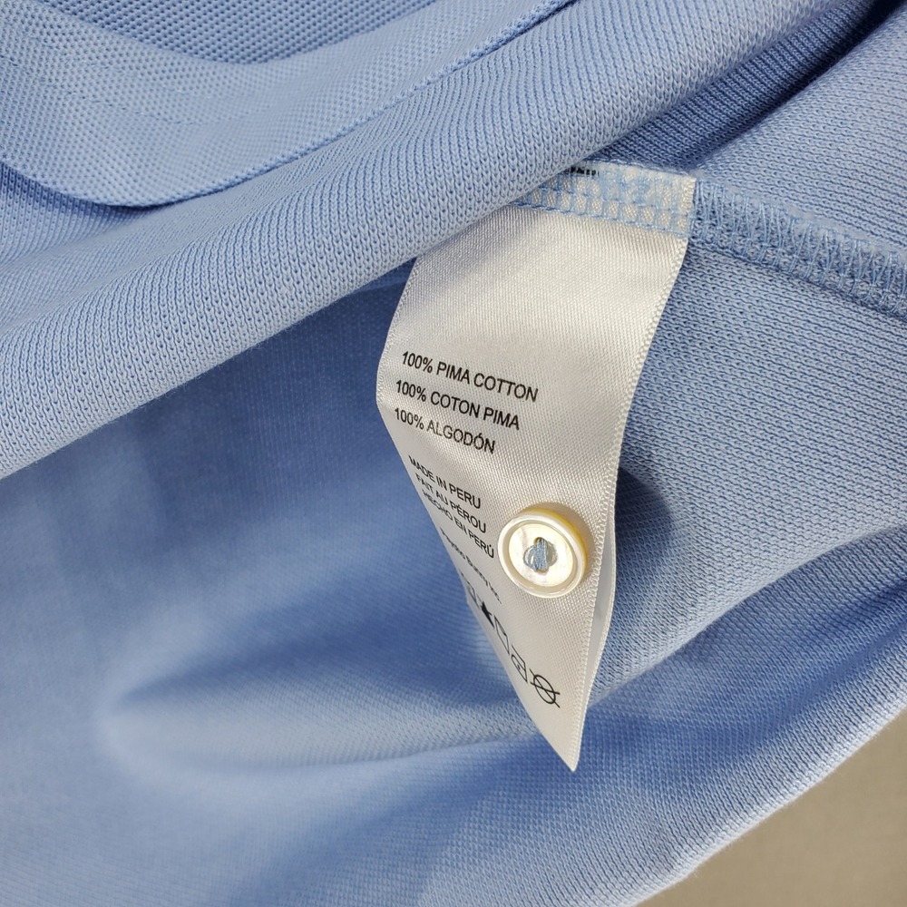 Psycho Bunny Polo Shirt Mens 5 Light Blue Pima Cotton Short Sleeve Contrast Trim - Picture 3 of 6